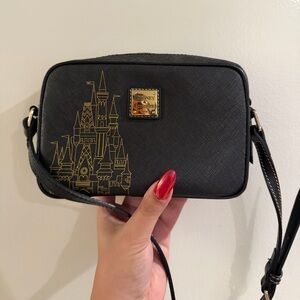 Dooney & Bourke Black Crossbody Bag with Gold Walt Disney World Castle Design